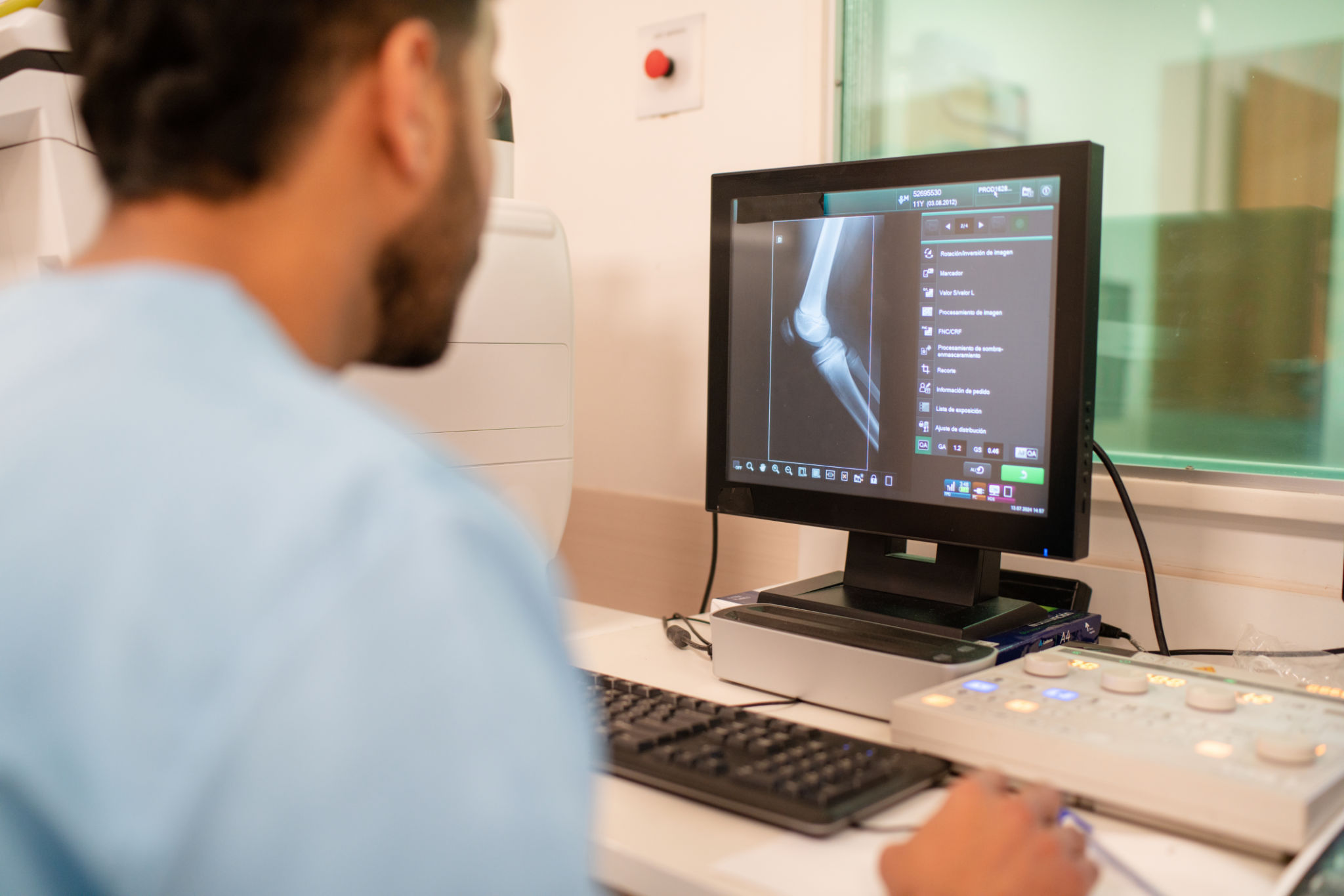 Radiologist examining medical imaging